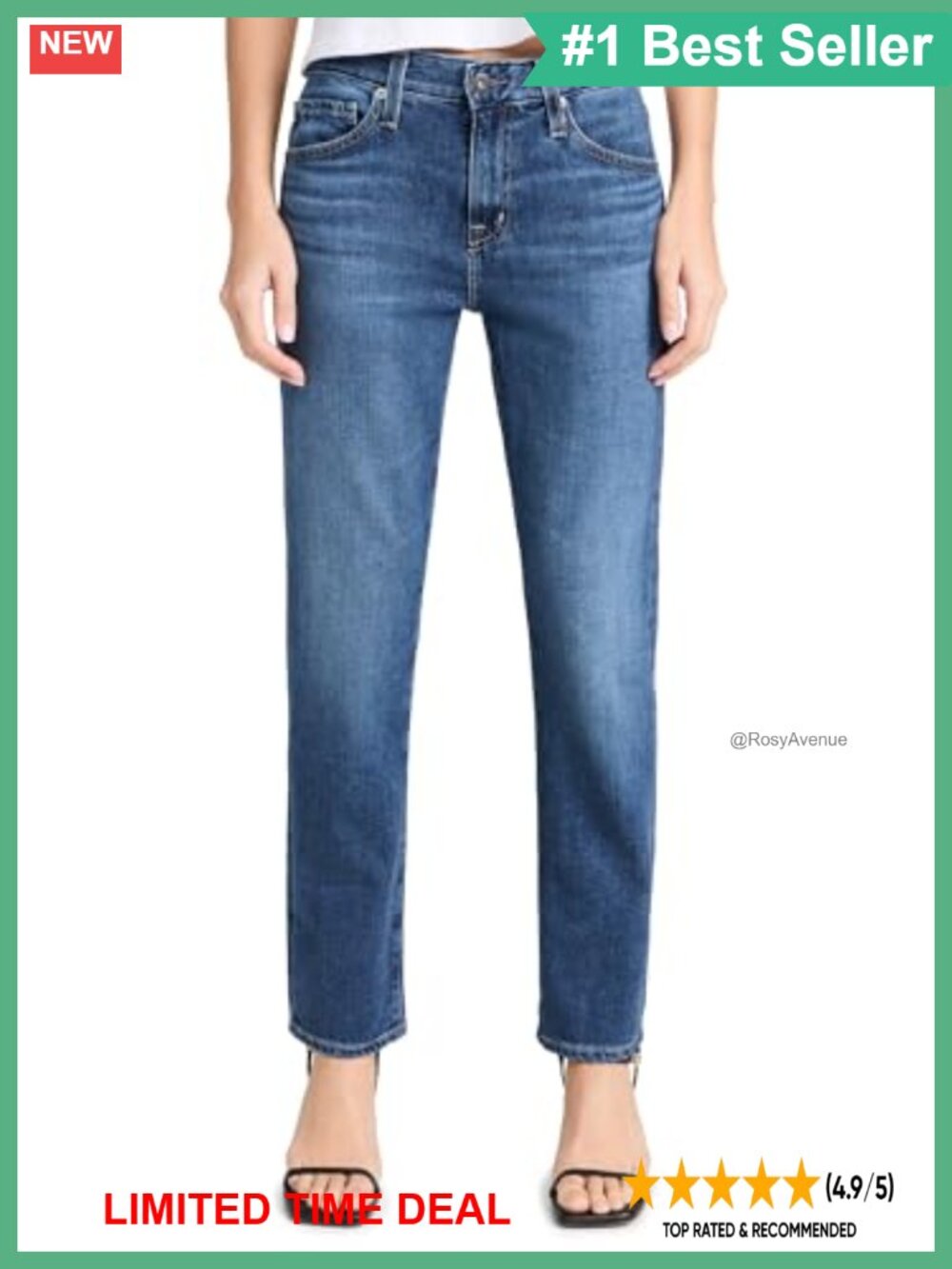 Mid Rise Boyfriend Ankle Jeans Low Stretch Denim 5 Pocket
